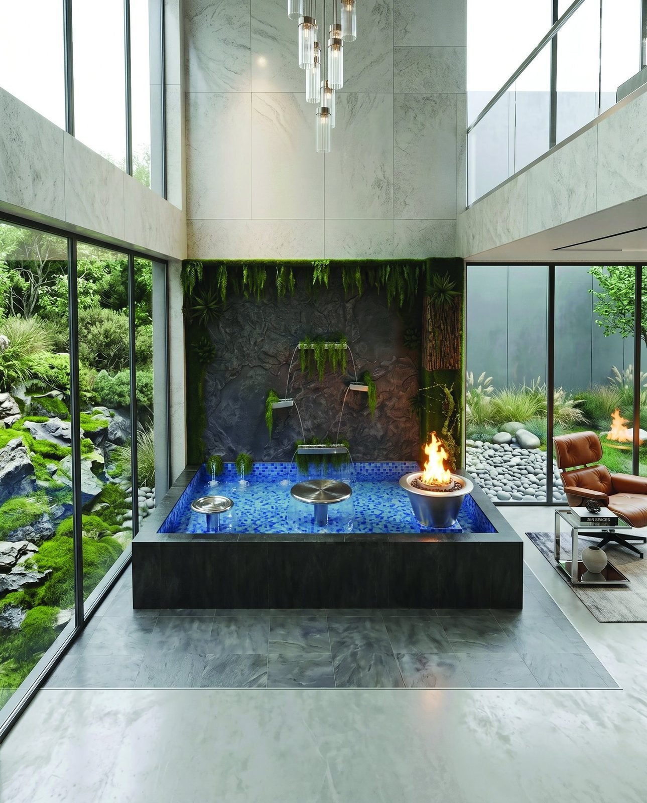 Integrated Fire & Water Feature